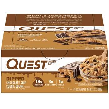 Quest Nutrition Protein Bars - Dipped Chocolate Chip Cookie Dough - 12pk