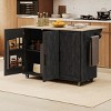 51 Inch Kitchen Island with Drop Leaf,Farmhouse Kitchen Island on Wheels with Internal Storage Rack-Maison Boucle - 2 of 4
