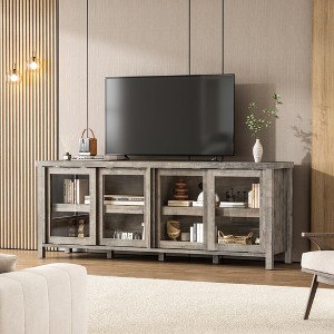 Modern TV Stand for 65 Inch - Entertainment Center with Storage Cabinet, 4 Sliding Glass Doors, Mid Century Media Console Table for Living Room - 1 of 4