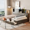 Solid Wood+MDF Full Size Daybed with Upper Soft Board,a set of Sockets,shelf, 3 Storage Drawers and USB Ports - 2 of 4