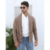 Mens Shawl V Neck Knitted Button Down Cardigan Sweater with Pockets - 2 of 4