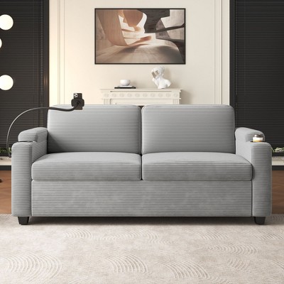 NicBex Convertible Sofa Bed Loveseat Couch with Pull Out Bed & Storage,Upholstered Sleeper Sofa for Living Room,Bedroom