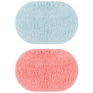 Unique Bargains 2 Pcs Absorbent Soft Thick Shag Bath Mats for Shower Bathtub Spa Floors - 1 of 4