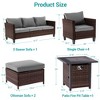 Sonkuki 8 Pieces Patio Sofa with Square Fire Pit Table and Ottomans, Wicker Conversation Couch, Light Gray Cushion - 3 of 4