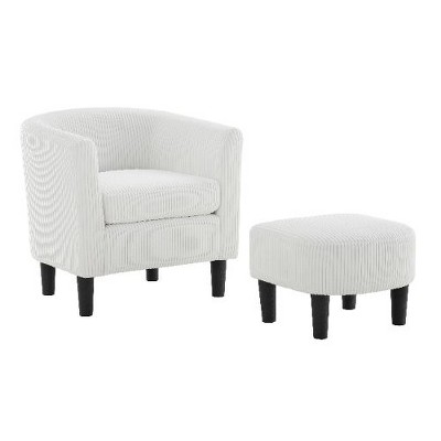 CAVINAS Modern Upholstered Accent Chair with Ottoman, Corduroy Single Sofa Chair, Comfy Armchair for Living Room, Bedroom & Office