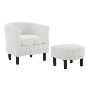 CAVINAS Modern Upholstered Accent Chair with Ottoman, Corduroy Single Sofa Chair, Comfy Armchair for Living Room, Bedroom & Office - 1 of 4