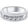 Pompeii3 1 Ct Mens Diamond 5-Stone Wedding Ring Channel Set Classic Ring 10k White Gold - 4 of 4