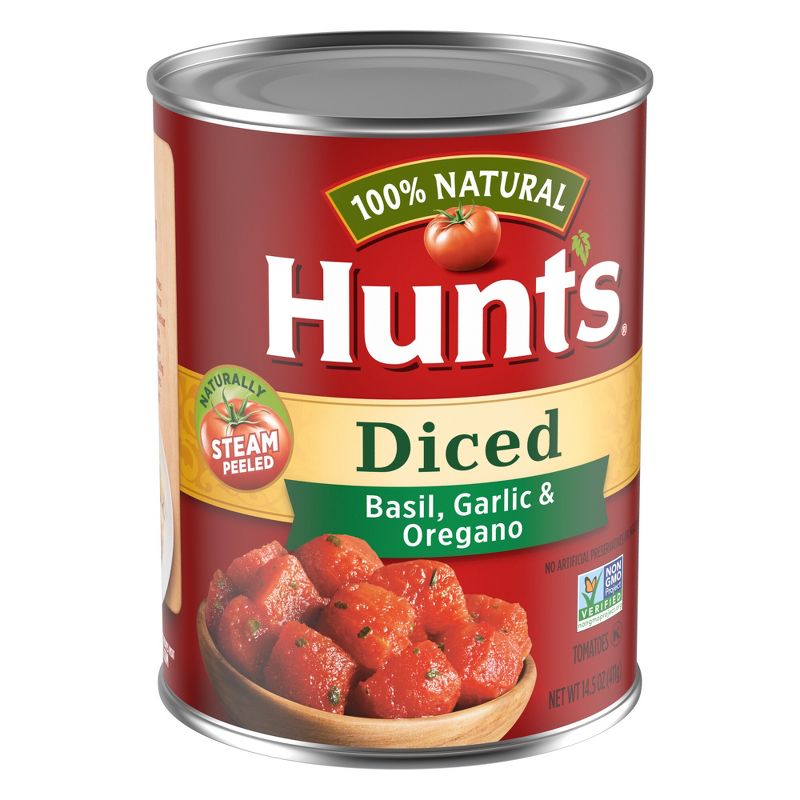 Hunt&#39;s 100% Natural Basil, Garlic &#38; Oregano Diced Tomatoes 14.5oz, 3 of 6