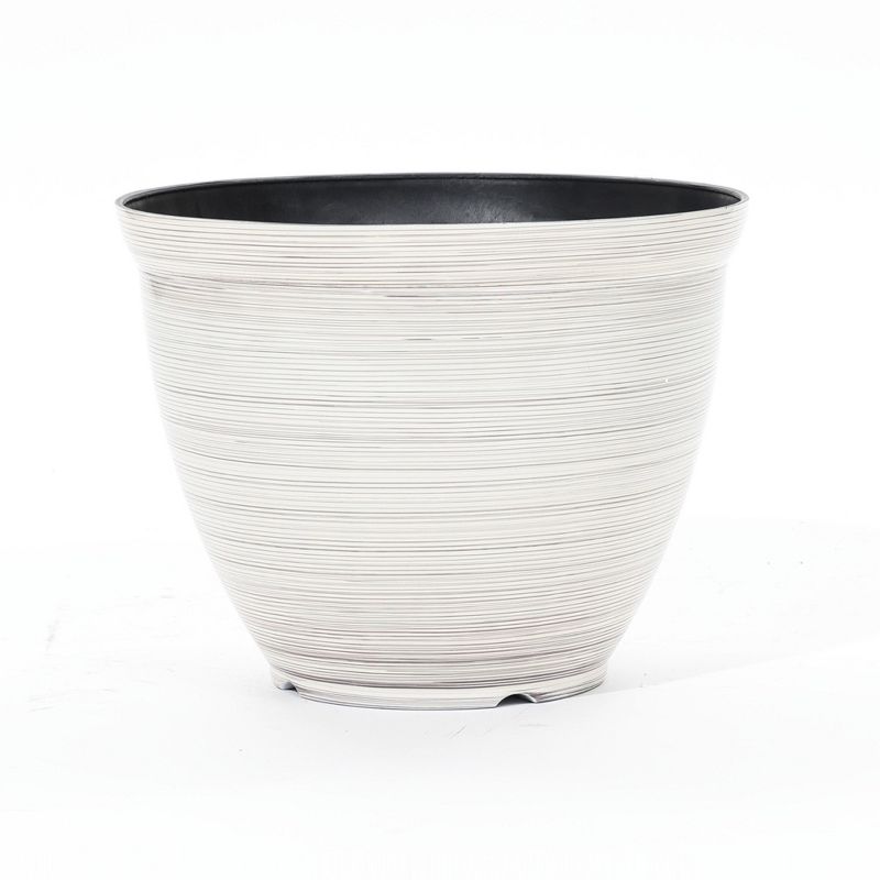 LuxenHome Ivory White Bell Round Recyled Plastic Planter Off-White, 2 of 7