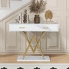 ELECWISH Console Table, White Modern Entryway Desk with Drawer, 39’’ Hallway Stand with Geometric Gold Base - 3 of 4