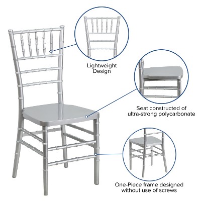 Elegant Silver Resin Chiavari Stackable Event Chair