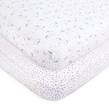 Hudson Baby Infant Girl Cotton Fitted Crib Sheet, Magical Unicorn, One Size