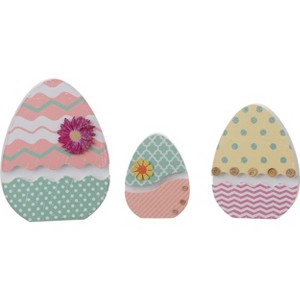 Transpac Wood 9.75 in. Multicolor Spring Eggs Set of 3 - 1 of 2