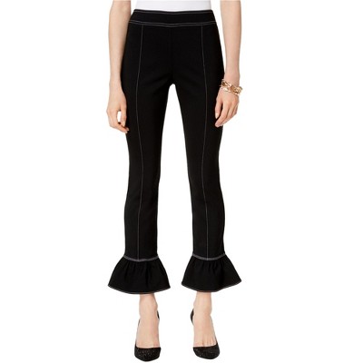 I.N.C International Concepts Womens Bell-Hem Casual Trouser Pants, Black, 6