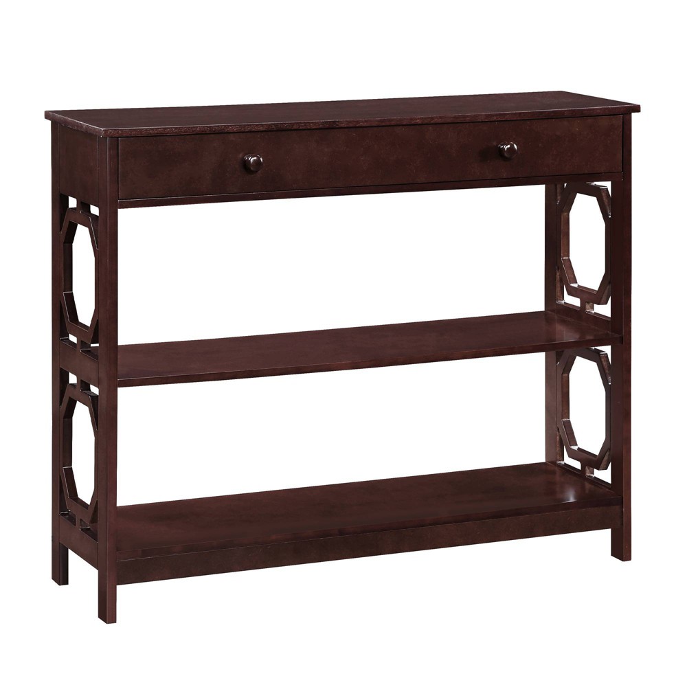 Omega 1 Drawer Console Table Espresso - Breighton Home: Modern Geometric, Storage Shelves