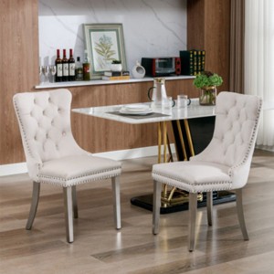 Modern Upholstered Dining Chairs Set of 2, Dining Chairs with High Back,Velvet Cushion Dining Chairs for Kitchen or Dining Room-Maison Boucle - 1 of 4