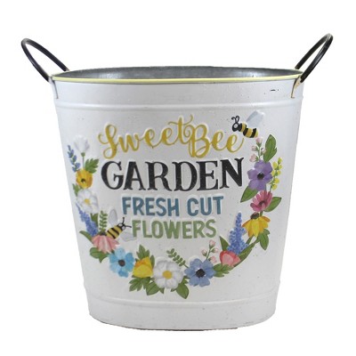 Home & Garden 12.5" Sweet Bee Metal Bucket Decor Catchall Trash Can Direct Designs International  -  Planters