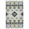 Ivory Blue And Gray Wool Geometric Flatweave Handmade Area Rug With Fringe - 4 of 4