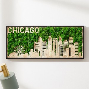 Gulches Chicago Moss City Silhouette Metal Wall Art - Eco-Friendly Skyline Decor - 1 of 4