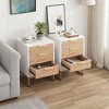 Gulches Nightstand Set of 2, Modern 3-Drawer Bedside Tables with Zig Zag Design, White Gold Side End Tables for Bedroom Livingroom - 2 of 4