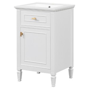 Dexmalle Modern Freestanding Cabinet with Sink, Solid Wood Legs, Adjustable Shelf and Tilt-Out Drawer - 1 of 4