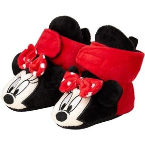 Disney Baby Girls' Minnie Mouse Booties - Soft Fleece Slipper Socks (Newborn/Infant 0-24M) - 1 of 3