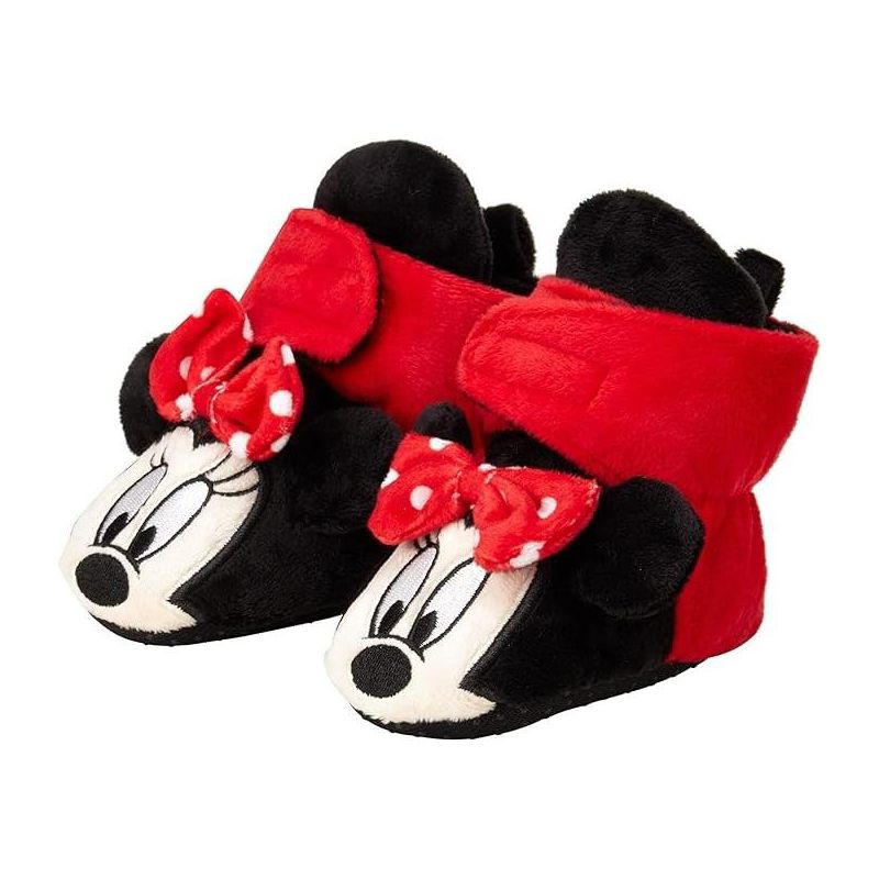 Disney Baby Girls' Minnie Mouse Booties - Soft Fleece Slipper Socks (Newborn/Infant 0-24M), 1 of 4