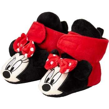 Disney Baby Girls' Minnie Mouse Booties - Soft Fleece Slipper Socks (Newborn/Infant 0-24M)