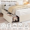 Full Size Bed Frame with Chic Wavy Headboard, Kids Bed Frame with 2 Drawers, Boucle Upholstered Platform Bed for Girls - 3 of 4