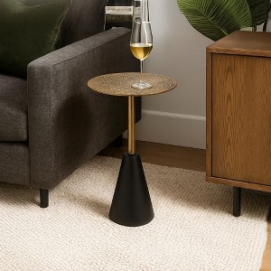 Royal Hampton 21.5" Side End Drink Table | Aluminum Cast Craftmanship I Crocodile Pattern - 1 of 4
