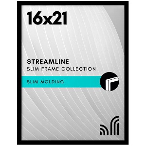 Americanflat 16x21 Picture Frame  - Streamline Collection - Thin Border Picture Frame for Wall Display - Hanging Hardware Included - Black - 1 of 4