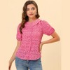 Allegra K Women's Floral Pleated Collar Puff Sleeves Button Down Shirt - 2 of 4