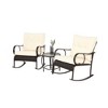 3 Pieces Patio Furniture Set Rocking Bistro Set Outdoor Rattan Conversation with Coffee Table for Garden Balcony Backyard Poolside - 2 of 4