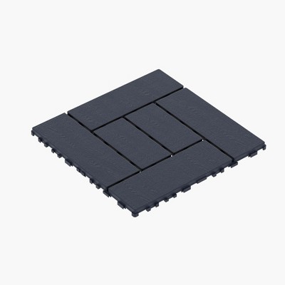 Chic Crate ZZ Style 44Pcs 12inch Interlocking Deck Tiles – DIY Modular | Indoor/Outdoor | Quick Install | Dark Gray