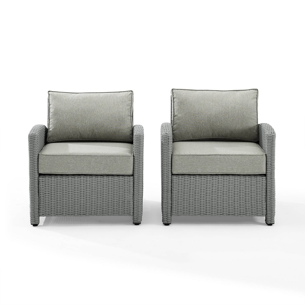 Photos - Garden Furniture Crosley Bradenton 2pc Outdoor Wicker Seating Set - Gray - : Steel Frame, UV 