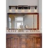 35" Rustic 5-Light Vanity Light, Industrial Bathroom Wall Sconce with Glass Shades and Wood Accent, Modern Farmhouse Lighting Fixture (No Bulbs) - 4 of 4