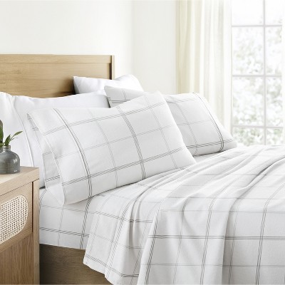 Classic Plaid Cotton Flannel Sheets,  4PC Super Soft Bed Sheets, Easy Care, Classic Plaid Design - Becky Cameron