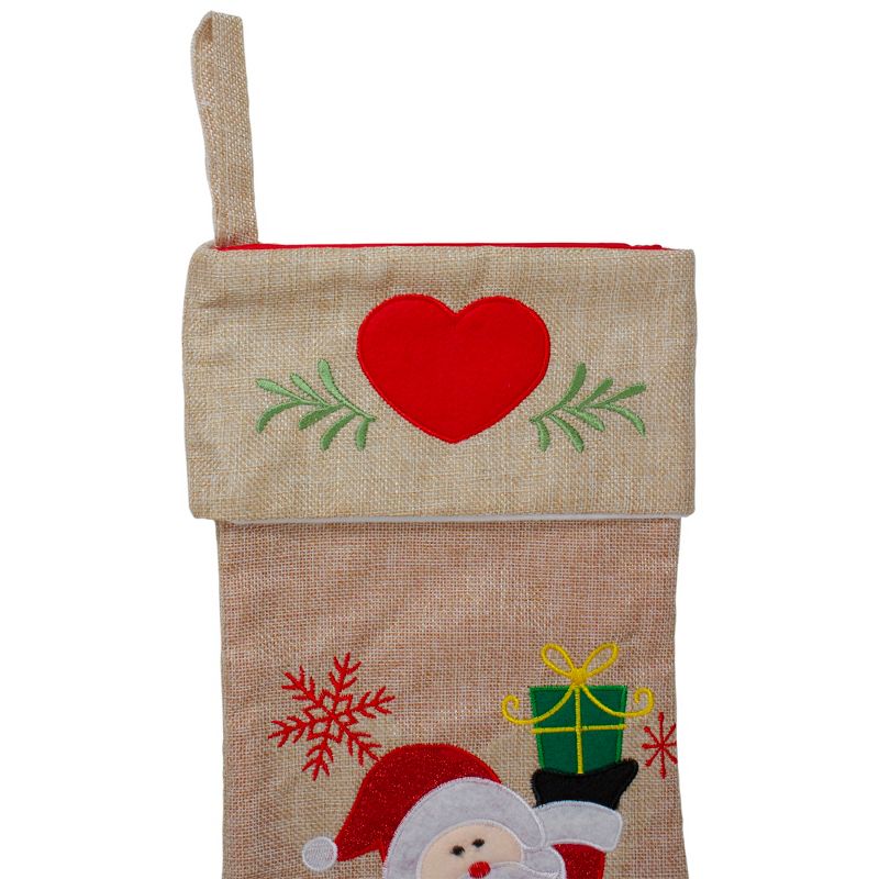 Northlight 19" Red and Green Santa Claus in Sleigh Embroidered Christmas Stocking, 4 of 5