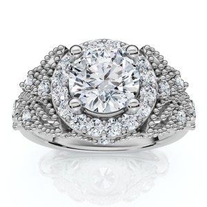 Pompeii3 1Ct Vintage Accent Halo Diamond Engagement Ring 14k Gold or Platinum Lab Created - 1 of 4
