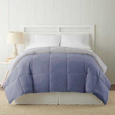 Twin Blue and Silver Reversible Down Alternative Microfiber Comforter Set