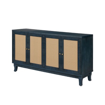 NicBex 59.8 Inch Rattan Storage Cabinet with 4 Rattan Doors and Adjustable Shelves for Living Room,Kitchen,Office,Entryway