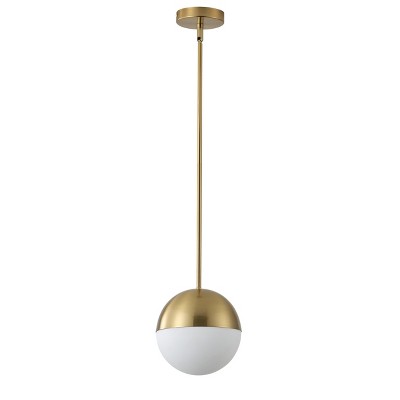 Dewdrop Modern Globe Pendant Light, Gold and White Glass Hanging Ceiling Light Fixture for Kitchen Island Dining Room
