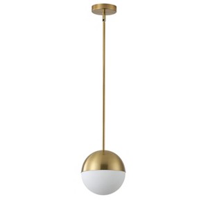 Dewdrop Modern Globe Pendant Light, Gold and White Glass Hanging Ceiling Light Fixture for Kitchen Island Dining Room - 1 of 4