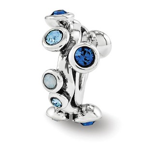 Black Bow Jewelry Sterling Silver with Blue Crystals Bubble Spacer Bead Charm - 1 of 3