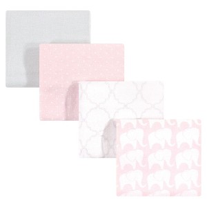Hudson Baby Infant Girl Cotton Flannel Receiving Blankets, Girl Elephant, One Size - 1 of 2