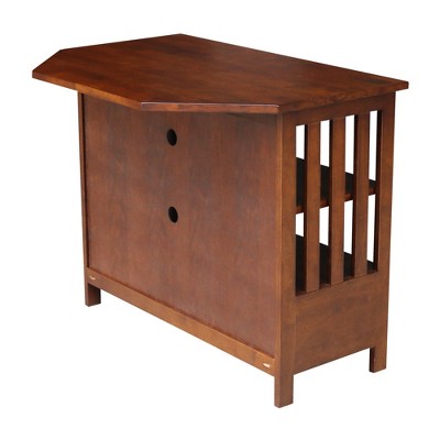 Mission Brown Wood Corner TV Stand with Drawer