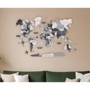 HomeRoots 35" X 59" Black Gray and White Wood World Map Hanging Dimensional Sculpture - 2 of 4
