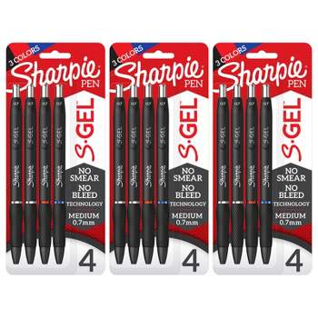 Sharpie S-Gel Gel Pens, Medium Point (0.7mm), Assorted Colors, 4 Per Pack, 3 Packs