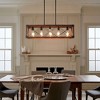 Vynxaria 32" Red Wood Industrial Farmhouse Rectangle Pendant Light  5-Light Chandelier for Dining Room - 3 of 4