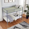 MAYEERTY Metal Bunk Bed Twin Over Twin, Low Profile Bunk Bed Frame with Built-in Ladder, Space-Saving for Kids Teens, No Box Spring Required, Gray - 3 of 4